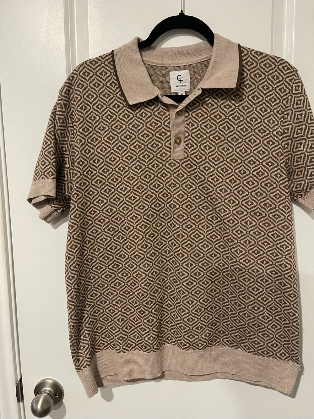 croft & barrow Beige and Brown Geometric Knit Polo